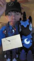 Size: 720x1280 | Tagged: artist needed, safe, nightmare moon, princess luna, human, g4, doll, headset, irl, irl human, manly as fuck, photo, plushie