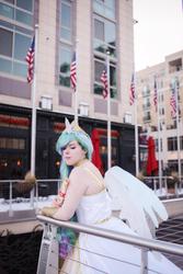 Size: 640x960 | Tagged: safe, artist:mintyblitzz, princess celestia, human, g4, cosplay, female, irl, irl human, photo, scroll, solo