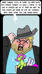 Size: 243x423 | Tagged: safe, artist:cybersp0nge, human, angry, brony, butt, female, hat, male, mare, neckbeard, op is a duck, plot, toy, trilby