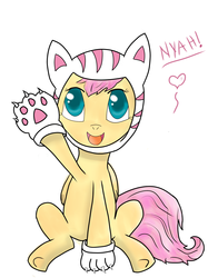 Size: 2000x2667 | Tagged: safe, artist:fluttershy-wins, fluttershy, g4, cat costume, clothes, costume, cute, female, fluttercat, high res, paw print hooves, shyabetes, solo