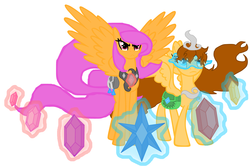 Size: 5000x3315 | Tagged: safe, artist:mlploverandsoniclover, oc, oc only, oc:crystal stone glow, oc:gaby, pegasus, pony, g4, element of generosity, element of honesty, element of kindness, element of laughter, element of loyalty, element of magic, elements of harmony, female, mare, pegasus oc, royal winged pegasus