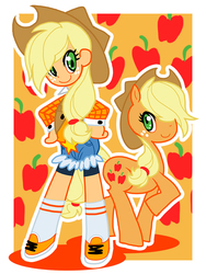 Size: 600x800 | Tagged: safe, artist:4nob, applejack, human, g4, female, human ponidox, humanized, pixiv, solo