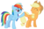 Size: 900x596 | Tagged: safe, artist:rainbowderp98, applejack, rainbow dash, earth pony, pegasus, pony, g4, ^^, applejack's hat, cowboy hat, duo, eyes closed, female, freckles, hat, hoofbump, mare, simple background, transparent background