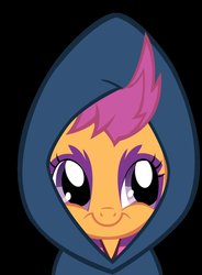 Size: 766x1043 | Tagged: safe, artist:rainbowderp98, scootaloo, pony, g4, clothes, female, hoodie, portrait, solo