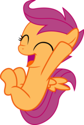 Size: 734x1088 | Tagged: safe, artist:rainbowderp98, scootaloo, pegasus, pony, g4, ^^, eyes closed, female, filly, foal, jumping, open mouth, simple background, solo, transparent background