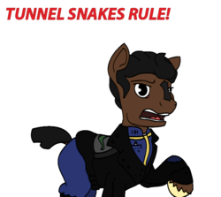 Size: 631x563 | Tagged: safe, artist:cookiehooves, pony, butch deloria, fallout, fallout 3, ponified, solo, tunnel snakes, tunnel snakes rule