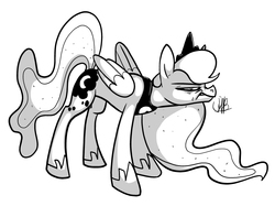 Size: 1280x959 | Tagged: safe, artist:secoh2000, princess luna, g4, angry, disgruntled, female, monochrome, solo