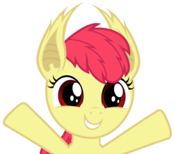Size: 6000x5300 | Tagged: safe, artist:magister39, apple bloom, bat pony, pony, g4, absurd resolution, bloombat, female, missing accessory, race swap, simple background, solo, transparent background, vector