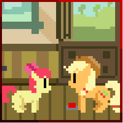 Size: 300x300 | Tagged: safe, artist:zztfox, apple bloom, applejack, g4, somepony to watch over me, animated, female, helmet, pixel art, team fortress 2