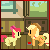 Size: 300x300 | Tagged: safe, artist:zztfox, apple bloom, applejack, g4, somepony to watch over me, animated, female, helmet, pixel art, team fortress 2