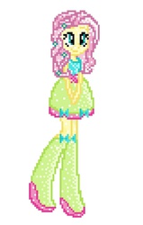 Size: 653x1024 | Tagged: safe, artist:colorpalette-art, fluttershy, crystal pony, human, equestria girls, g4, clothes, crystallized, dress, female, pixel art, solo