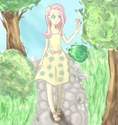 Size: 2378x2516 | Tagged: safe, artist:markianatc, fluttershy, human, g4, clothes, dress, female, high res, humanized, solo