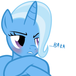 Size: 500x500 | Tagged: safe, artist:the smiling pony, trixie, pony, unicorn, g4, baka, blushing, female, mare, simple background, solo, transparent background, tsundere, tsunderixie