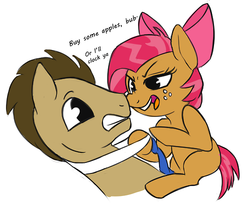 Size: 500x417 | Tagged: safe, artist:nohooves, babs seed, doctor whooves, time turner, g4, buy some apples