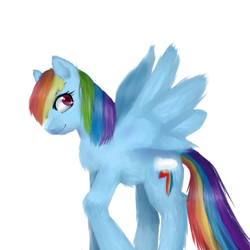 Size: 2449x2449 | Tagged: safe, artist:strawberrykittyswirl, rainbow dash, g4, anatomically incorrect, female, high res, incorrect leg anatomy, solo