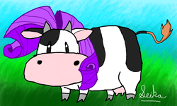 Size: 854x512 | Tagged: safe, artist:seika, rarity, cow, g4, female, harvest moon, raricow, solo, species swap, udder