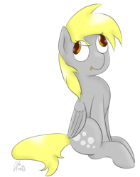 Size: 2729x3465 | Tagged: safe, artist:holomouse, derpy hooves, pegasus, pony, g4, female, filly, high res, silly, simple background, sitting, solo, transparent background