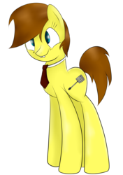 Size: 2442x3476 | Tagged: safe, artist:holomouse, earth pony, pony, freckles, high res, in a pine apple under the see, male, necktie, ponified, simple background, solo, spatula, spongebob squarepants, spongebob squarepants (character), teeth, transparent background