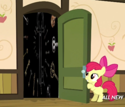 Size: 425x363 | Tagged: safe, apple bloom, g4, my little pony: friendship is magic, somepony to watch over me, apple closet, door, exploitable meme, key, locke and key, meme