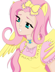 Size: 2552x3360 | Tagged: safe, artist:danaxxximmortal, fluttershy, human, g4, clothes, dress, eared humanization, female, high res, humanized, solo, winged humanization