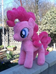 Size: 675x900 | Tagged: safe, artist:pinkamoone, pinkie pie, earth pony, pony, g4, irl, outdoors, photo, plushie