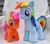 Size: 2280x2002 | Tagged: safe, artist:pinkamoone, rainbow dash, scootaloo, pegasus, pony, g4, blank flank, female, filly, foal, high res, irl, mare, photo, plushie, rainbow dash plushie, scootaloo plushie, smiling, spread wings, wings