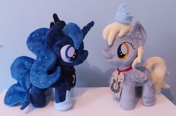 Size: 1024x675 | Tagged: safe, artist:pinkamoone, derpy hooves, princess luna, g4, filly, irl, photo, plushie