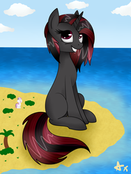 Size: 5000x6666 | Tagged: safe, artist:axioma_dice, sweetie belle, oc, oc only, pony, g4, absurd resolution, giant pony, macro, ocean, sand, solo, water