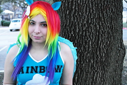 Size: 821x547 | Tagged: safe, artist:sakai-mew-sky, rainbow dash, human, g4, cosplay, irl, irl human, photo, solo