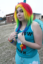 Size: 547x821 | Tagged: safe, artist:sakai-mew-sky, rainbow dash, human, g4, cosplay, irl, irl human, photo, solo