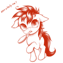 Size: 600x600 | Tagged: safe, artist:rainbow, oc, oc only, earth pony, pony, brush, foal, hairbrush, mouth hold, solo