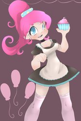 Size: 730x1095 | Tagged: safe, artist:skune, pinkie pie, human, g4, cupcake, female, humanized, solo