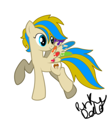 Size: 877x972 | Tagged: safe, artist:2-lettdodd, oc, oc only, pegasus, pony, creative spirit, paint, paint on feathers, solo