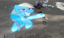 Size: 2592x1552 | Tagged: safe, artist:krlmisha, rainbow dash, g4, chalk