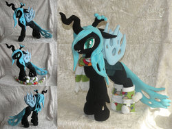 Size: 1500x1125 | Tagged: safe, artist:essorille, queen chrysalis, g4, boots, clothes, irl, photo, plushie, scarf, solo