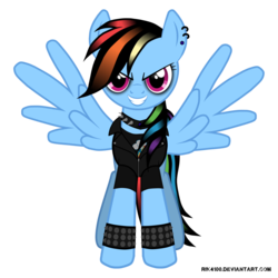 Size: 1280x1280 | Tagged: safe, artist:rik4100, rainbow dash, g4, female, goth, looking at you, metal, solo