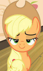 Size: 465x768 | Tagged: safe, screencap, applejack, g4, somepony to watch over me, female, lidded eyes, solo