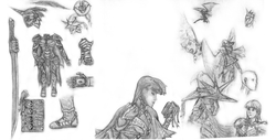 Size: 6400x3260 | Tagged: safe, artist:etiluos, twilight sparkle, human, g4, armor, female, humanized, monochrome, solo, traditional art