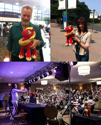 Size: 1037x1292 | Tagged: safe, artist:makeshiftwings30, big macintosh, human, g4, andrew w.k., celebrity, compilation, irl, irl human, john de lancie, lauren faust, photo, plushie