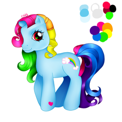 Size: 700x700 | Tagged: safe, artist:prettywitchdoremi, rainbow dash (g3), earth pony, pony, g3, female, heart, heart eyes, mare, simple background, solo, white background, wingding eyes