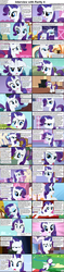Size: 1282x5446 | Tagged: safe, rarity, pony, unicorn, comic:celestia's servant interview, g4, bedroom eyes, blushing, caption, comic, female, floppy ears, grin, interview, mare, pouting, wet mane