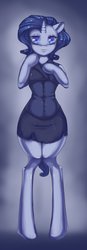 Size: 400x1150 | Tagged: dead source, safe, artist:misukitty, rarity, anthro, g4, arm hooves, bipedal, female, solo