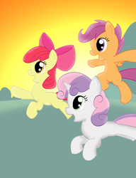 Size: 2550x3312 | Tagged: safe, artist:bigrinth, apple bloom, scootaloo, sweetie belle, g4, cutie mark crusaders, high res