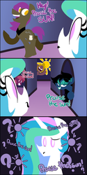 Size: 604x1212 | Tagged: safe, artist:frostedwarlock, princess celestia, oc, g4, celestia replies, comic, dark souls, praise the sun, tumblr