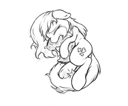 Size: 3000x2500 | Tagged: safe, artist:almar, oc, oc only, earth pony, pony, crying, high res, hug, monochrome, on side, pillow, pillow hug, sketch, solo