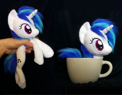 Size: 2904x2280 | Tagged: safe, artist:epicrainbowcrafts, dj pon-3, vinyl scratch, pony, g4, beanie (plushie), cup, cup of pony, high res, irl, mug of plush, photo, plushie, solo, teacup