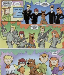 Size: 500x587 | Tagged: safe, dog, great dane, human, pony, barely pony related, comic, daphne blake, dialogue, fred jones, ghostbusters, human to pony, men in black, ponified, scooby-doo, scooby-doo!, shaggy rogers, speech bubble, transformation, velma dinkley
