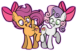 Size: 3085x2028 | Tagged: safe, artist:dahhez, apple bloom, scootaloo, sweetie belle, g4, my little pony: friendship is magic, somepony to watch over me, bow, cutie mark, high res