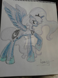 Size: 900x1200 | Tagged: safe, artist:franny-draws-shit, princess luna, g4, female, solo, traditional art