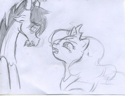 Size: 1604x1225 | Tagged: safe, artist:franny-draws-shit, discord, princess celestia, g4, sketch, traditional art